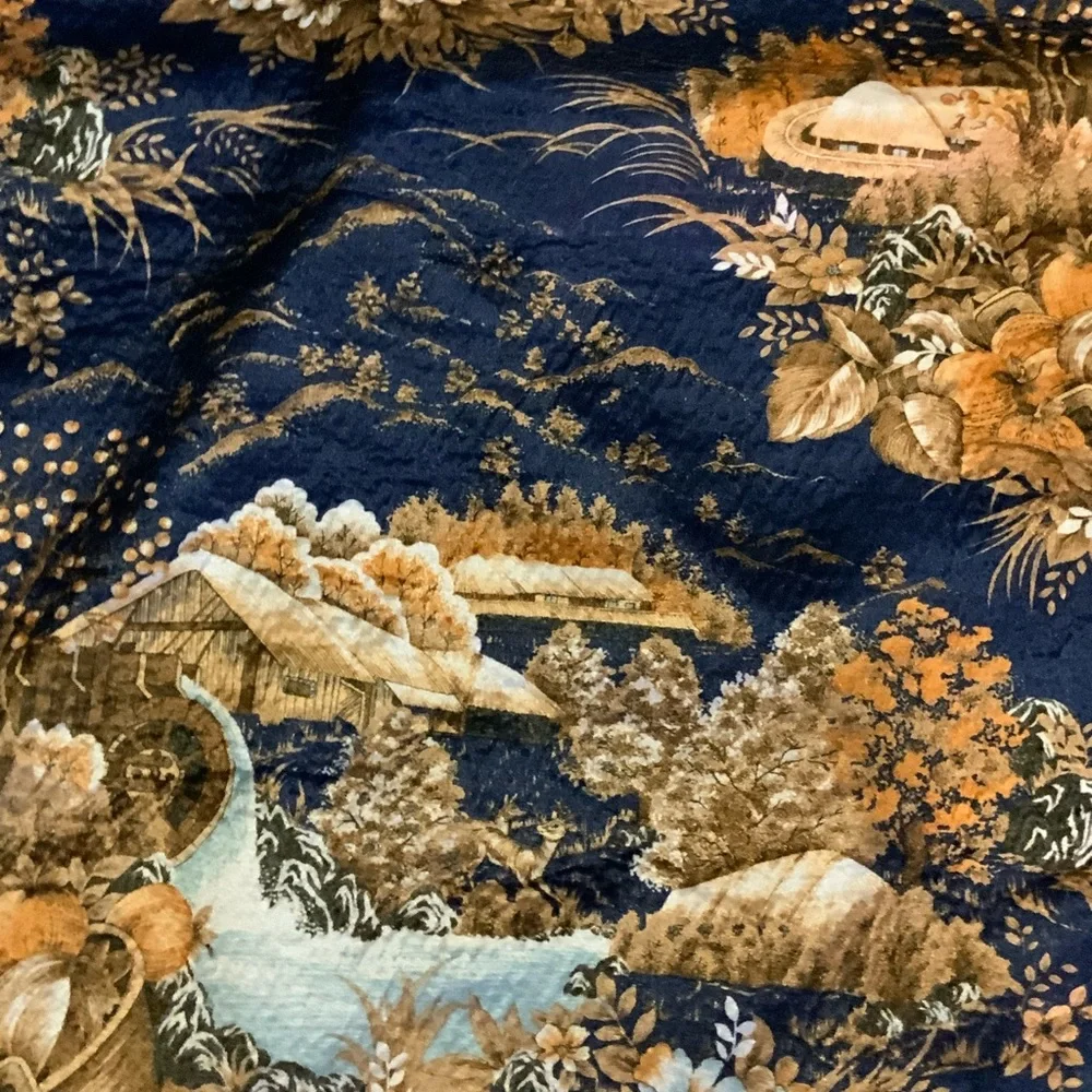 Wall Hanging Cottage Deer Trees Harvest Fringe Soft 31 X 68